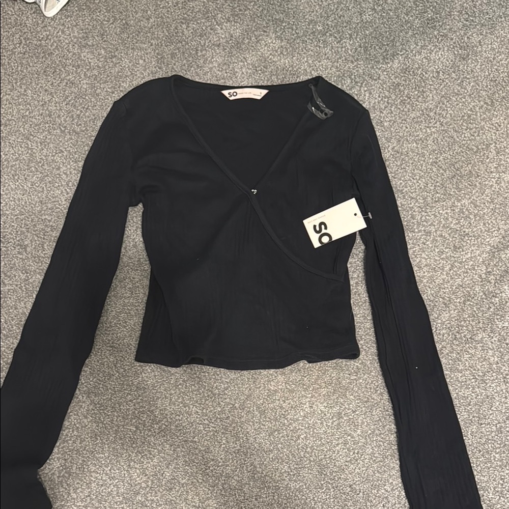SO Black Fitted Buttoned Blouse